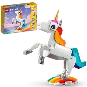 LEGO Creator 3 in 1 Magical Unicorn Toy  Girls and Boys, ,Rainbow Animal Figures